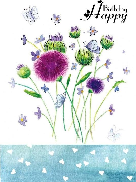 Fresh Karte B6 MR-16-15 Aufklebepailletten Geburtstagsblume