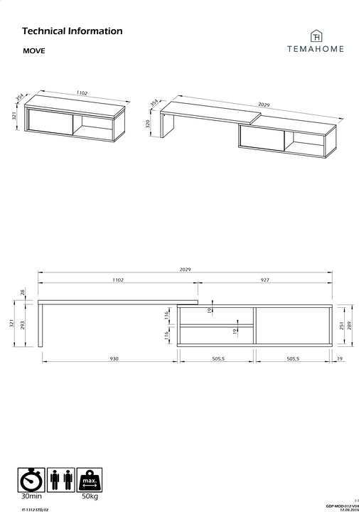 Image du produit Temahome mouvoir (110 x 35,5 x 32 cm)
