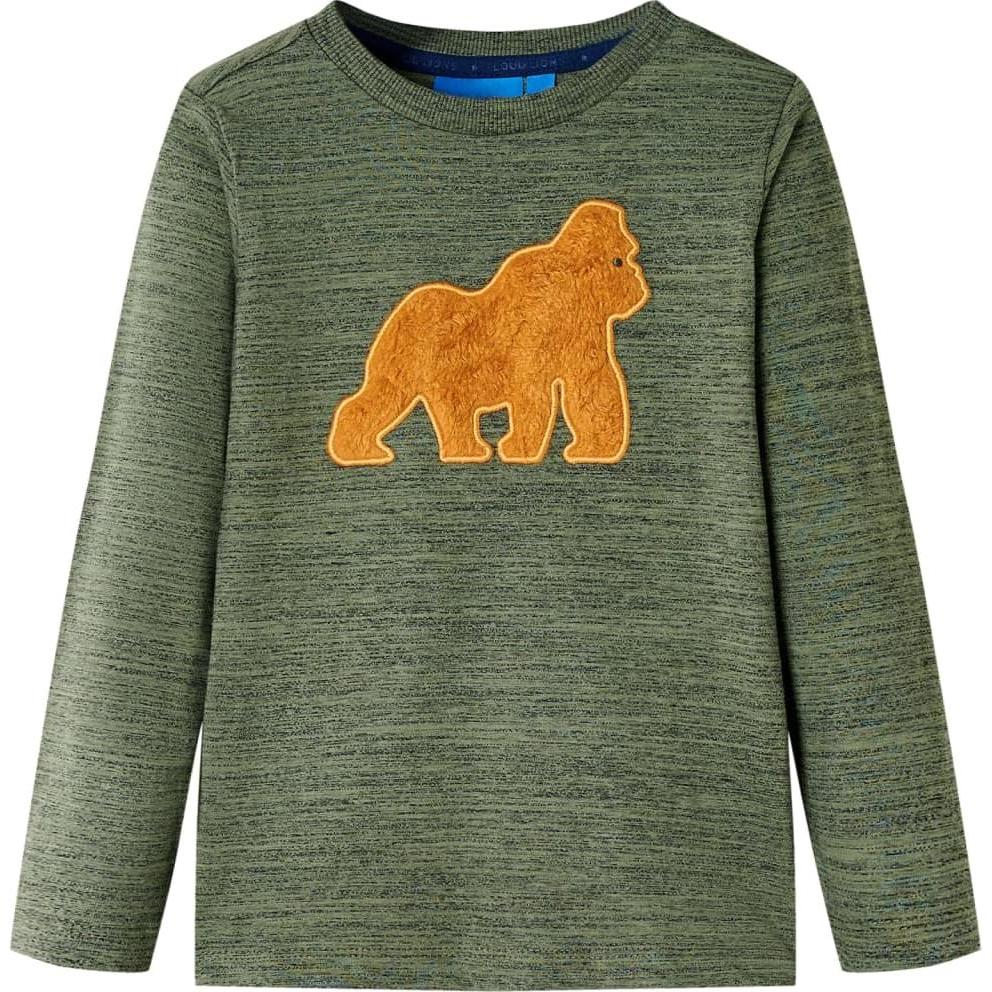 VidaXL, Jungen, Shirt, Kinder-Langarmshirt Khaki Melange 140,Material: 80, Grün, (140)