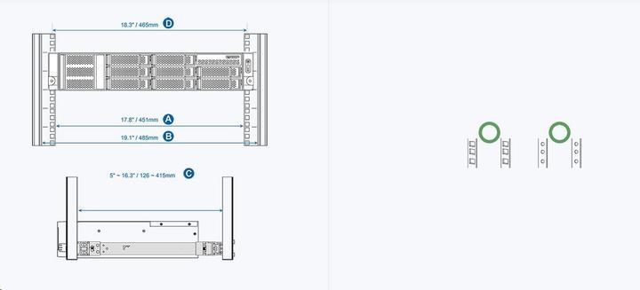 Produktbild QNAP Rail Kit support rack-post 4.96" 16.34