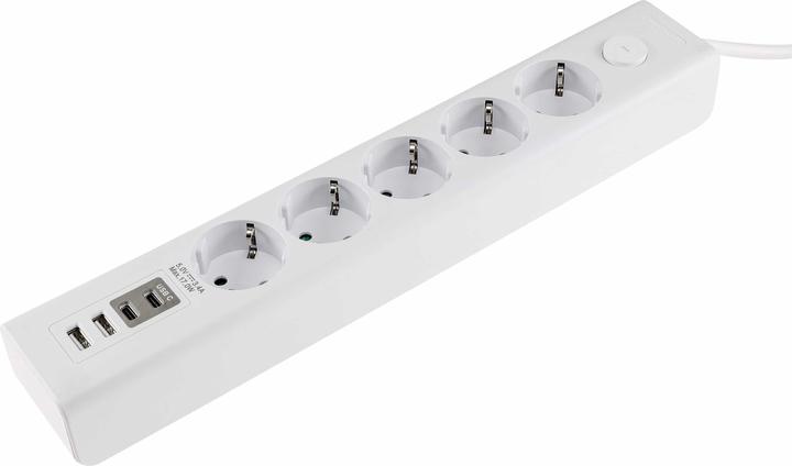 Chilitec Steckdosenleiste, 5-fach, USB-A+C, 1,5 m Zuleitung, weiss (5x)