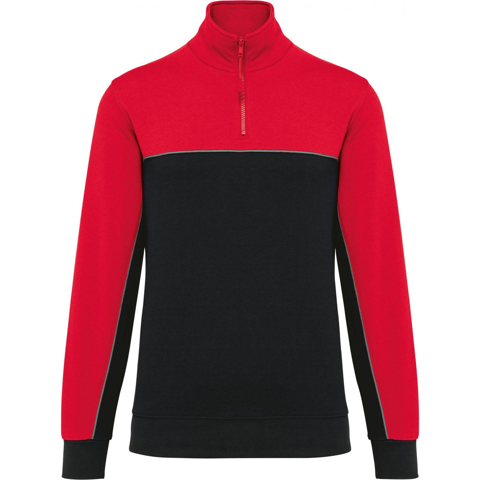 Kariban, Pullover, Sweatshirt umweltfreundlicher Reissverschlusskragen, Rot, Schwarz, (L)