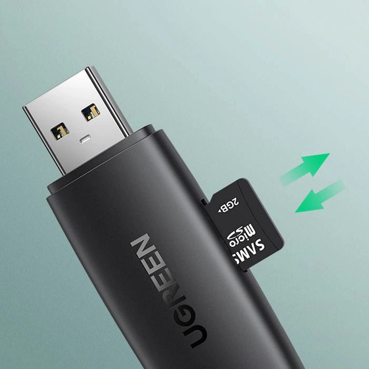 Actual product image Ugreen CM304 USB + USB-C Adapter Card Reader SD + microSD (black) (USB-C)