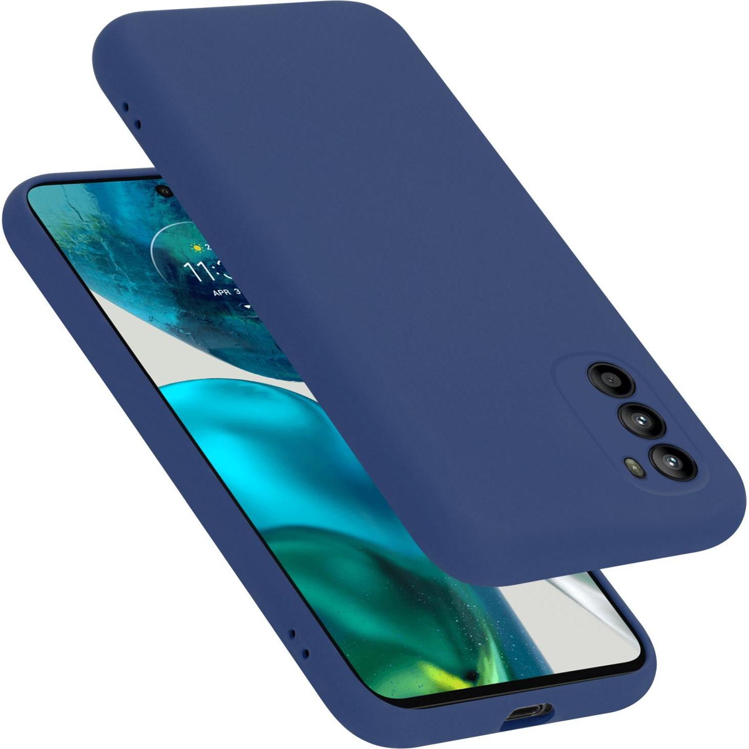 Cadorabo TPU Liquid Silicone Case Hülle für Motorola MOTO G52 4G / G82 5G (Motorola Moto G82 5G), Smartphone Hülle, Blau