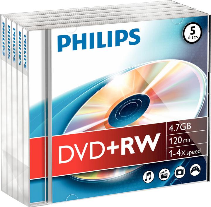 Produktbild Philips 1x5 DVD+RW 4,7GB 4x JC (5 x)