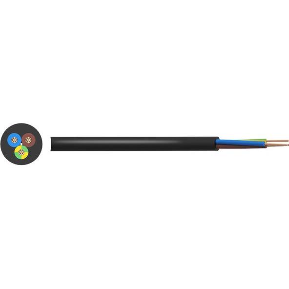 RND Electronics, Kabelleitung, YY-Netzleitung 3x 0.75mm² Kupfer Ungeschirmt 500V 50m Schwarz (50 m)