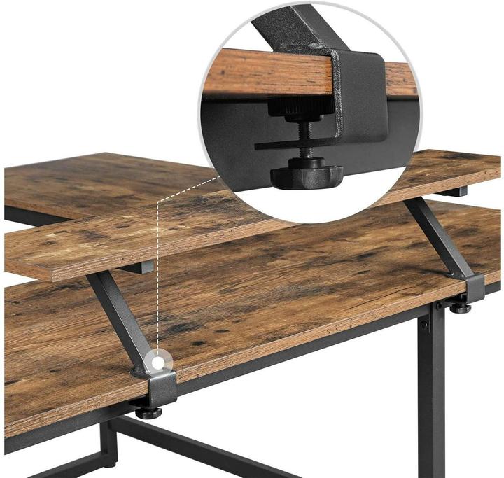 Actual product image Vasagle Desk brown L-shaped, O-leg frame black 130.0 / 140.0 x 50.0 cm (140 x 130 x 91.50 cm)