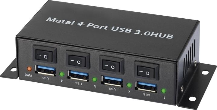 Produktbild Renkforce 4 Port USB 3 Hub Metall, schaltbar (USB-B, 4 Ports)