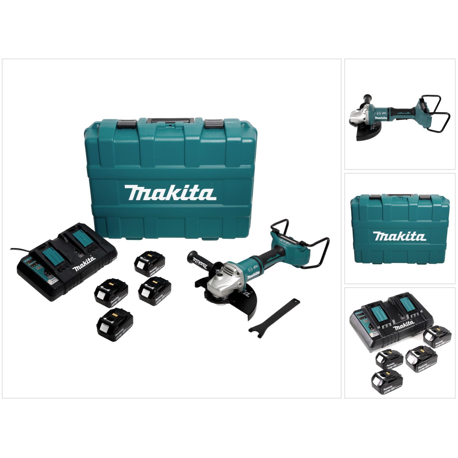 Makita, Winkelschleifer, DGA 900 PT4KX2 Akku Winkelschleifer 36V ( 2x18V ) 230mm Brushless + 4x Akku 5,0Ah + (230 mm)