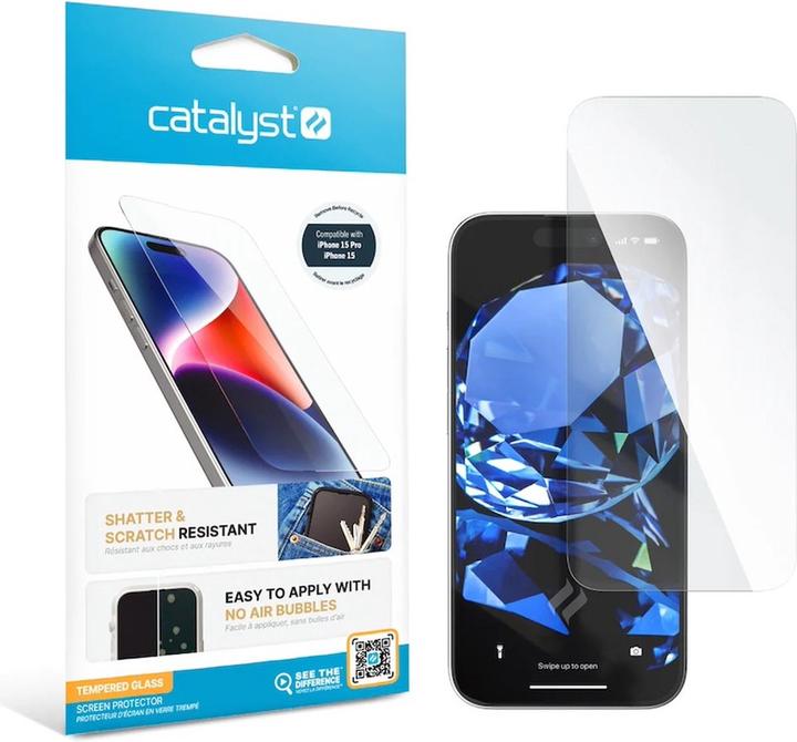 Produktbild Catalyst Tempered Glass Screen Protector iPhone 15 Pro / iPhone 15 (CATGLASIPHO15M) (1 Stk., Apple iPhone 15, Apple iPhone 15 Pro)