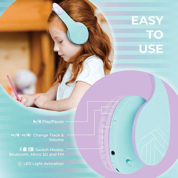 Produktbild PowerLocus P2 Kids Kopfhörer lila/türkis mit Ohren