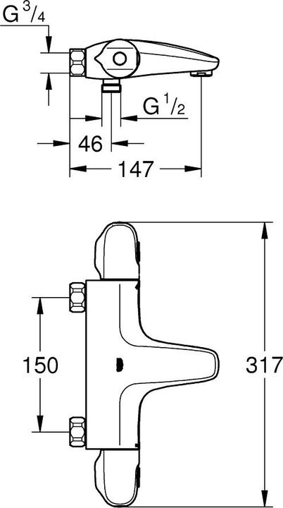 Produktbild Grohe Thermostat-Wannenbatterie GROHTHERM 1000 1/2Zoll chr