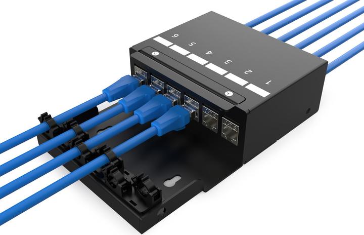 Actual product image Digitus Consolidation point box, 6-port Keystone modules with intelligent cable manager