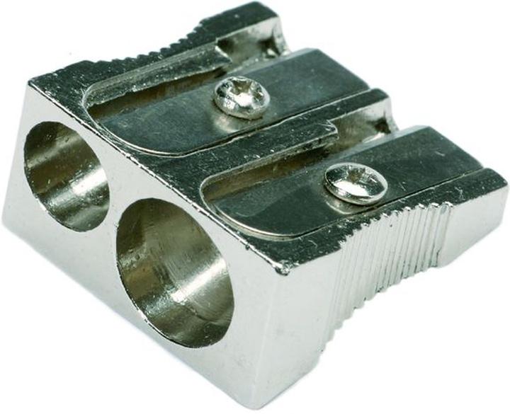 Alco Doppelbleistiftspitzer, für 8 und 11 mm, aus Metall, verzinkt, 25x25 mm, silber