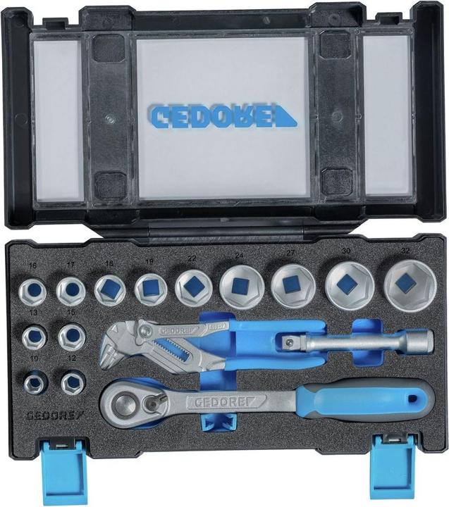 Produktbild Gedore Steckschlüssel-Satz m.Zangenschlüssel (12 mm, 13 mm, 18 mm, 14 mm, 17 mm, 27 mm, 15 mm, 32 mm, 24 mm, 29 mm, 31 mm, 23 mm, 21 mm, 9 mm, 16 mm, 22 mm, 10  mm, 30 mm, 20 mm, 26 mm, 28 mm, 8 mm, 25 mm, 19 mm, 11 mm)