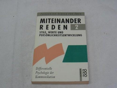 Actual product image Miteinander reden 2. Stile, Werte und Persönlichkeitsentwick (German, Friedemann Schulz of Thun, 1989)