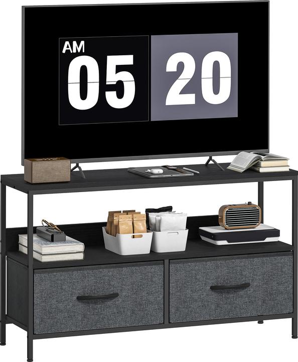 Homcom TV Schrank Leinen, Stahl Schwarz (29 x 29 x 56 cm)