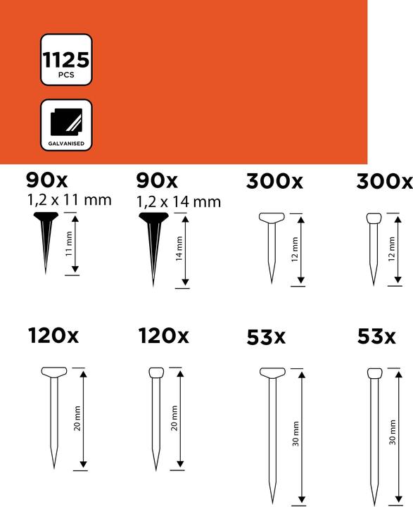 Produktbild Black & Decker Nagel-Sortiment (1125 Stk., 130 mm)