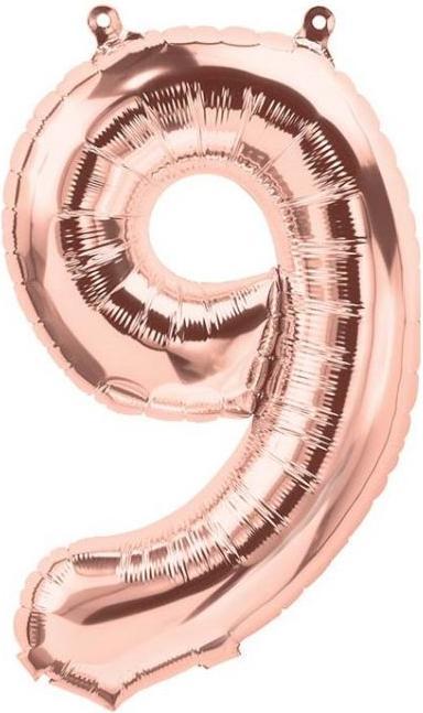 Produktbild Amscan Folienballon Zahl 9 Rosé Gold (5x)