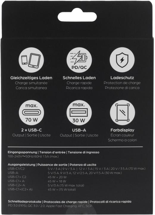 Produktbild Onit USB-Wandladegerät Travel 2C1A 70 W GaN, Ladeport Output (70 W, 3 Ports)