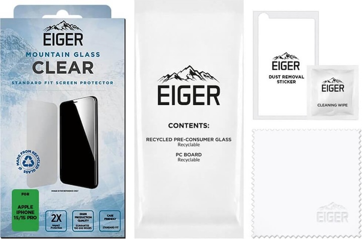 Actual product image Eiger Mountain Glass (1 Piece, Apple iPhone 15 Pro, Apple iPhone 15, Apple iPhone 16)