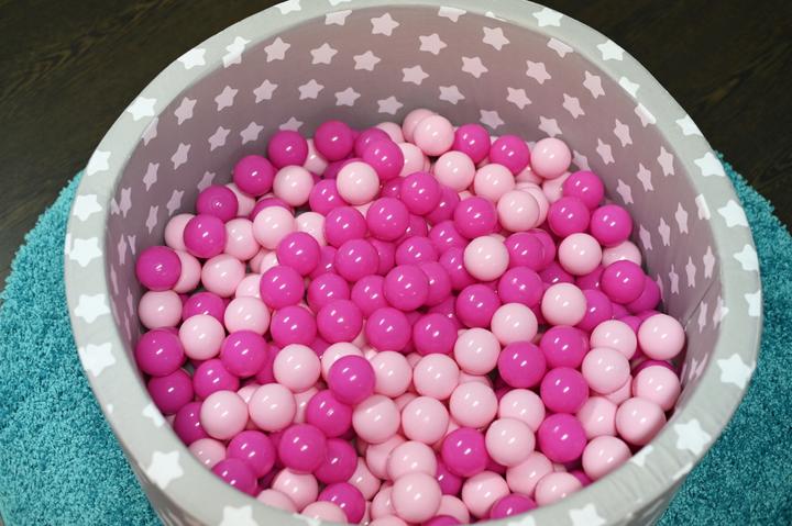 Image du produit Knorrtoys Piscine à balles soft - "Grey white stars" - 300 balls soft pink (ca. 6cm diamètre)
