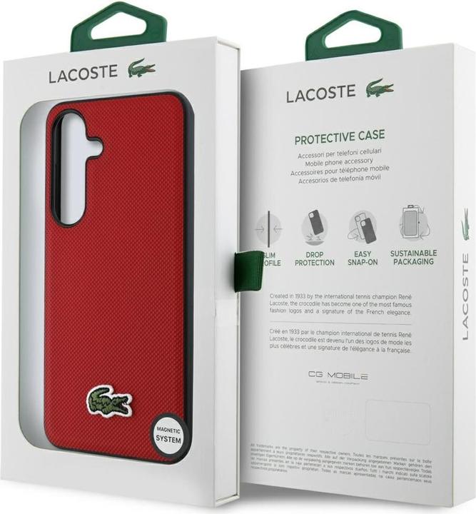 Actual product image Lacoste Etui Iconic Petit Pique Woven Logo MagSafe do Samsung Galaxy S25 czerwony (Samsung Galaxy S25)