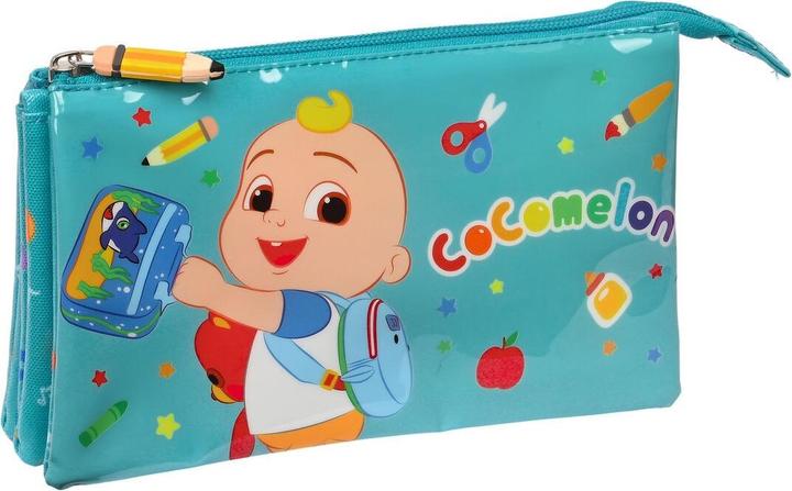 Cocomelon Dreifaches Mehrzweck-Etui Back to class Hellblau (22 x 12 x 3 cm)