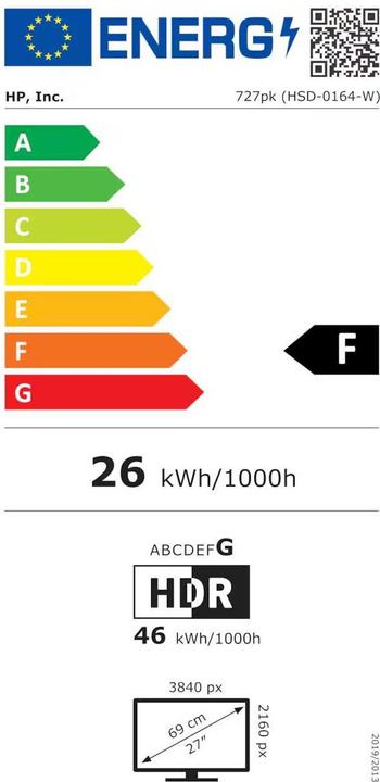 Energie-Label HP Series 7 Pro 727pk Docking Display (3840 x 2160 Pixel, 27")