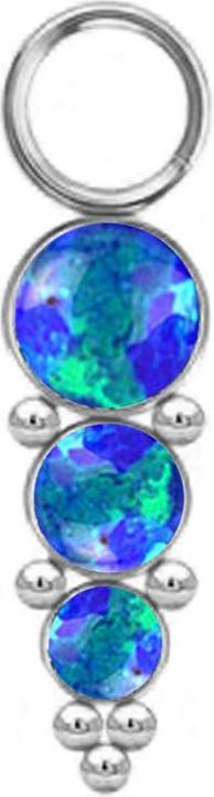Produktbild Star Piercing Anhänger silber drei Opale blau mit Kugeln (ohne Messing, Chirurgenstahl 316L)