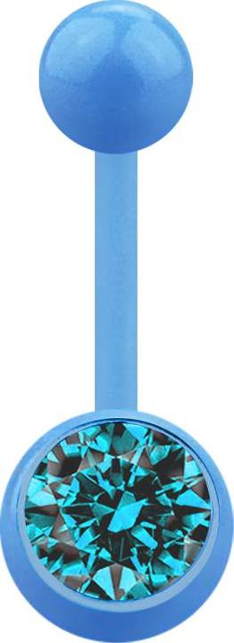 Produktbild Star Piercing Banane hellblau mit Kugel und Kugel Kristall aqua (ohne Messing, Kunststoff)
