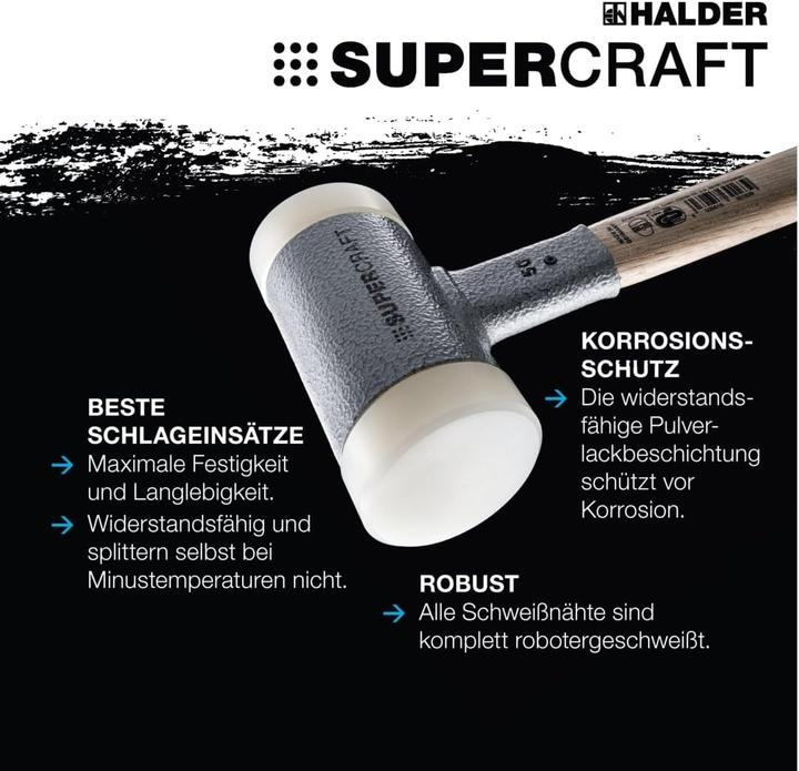 Actual product image Halder SUPERCRAFT soft-face hammer, recoilless with 3-component handle white (1040 g)