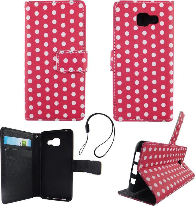 Produktbild König Design Schutz Hülle für Samsung Galaxy A3 2016 Polka Dot Pink Tasche Cover Book Style (Samsung Galaxy A3 (2016))