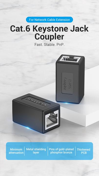 Produktbild Vention Keystone Jack Cat.6 FTP Connector IPVB0 Black (Keystone Modul)
