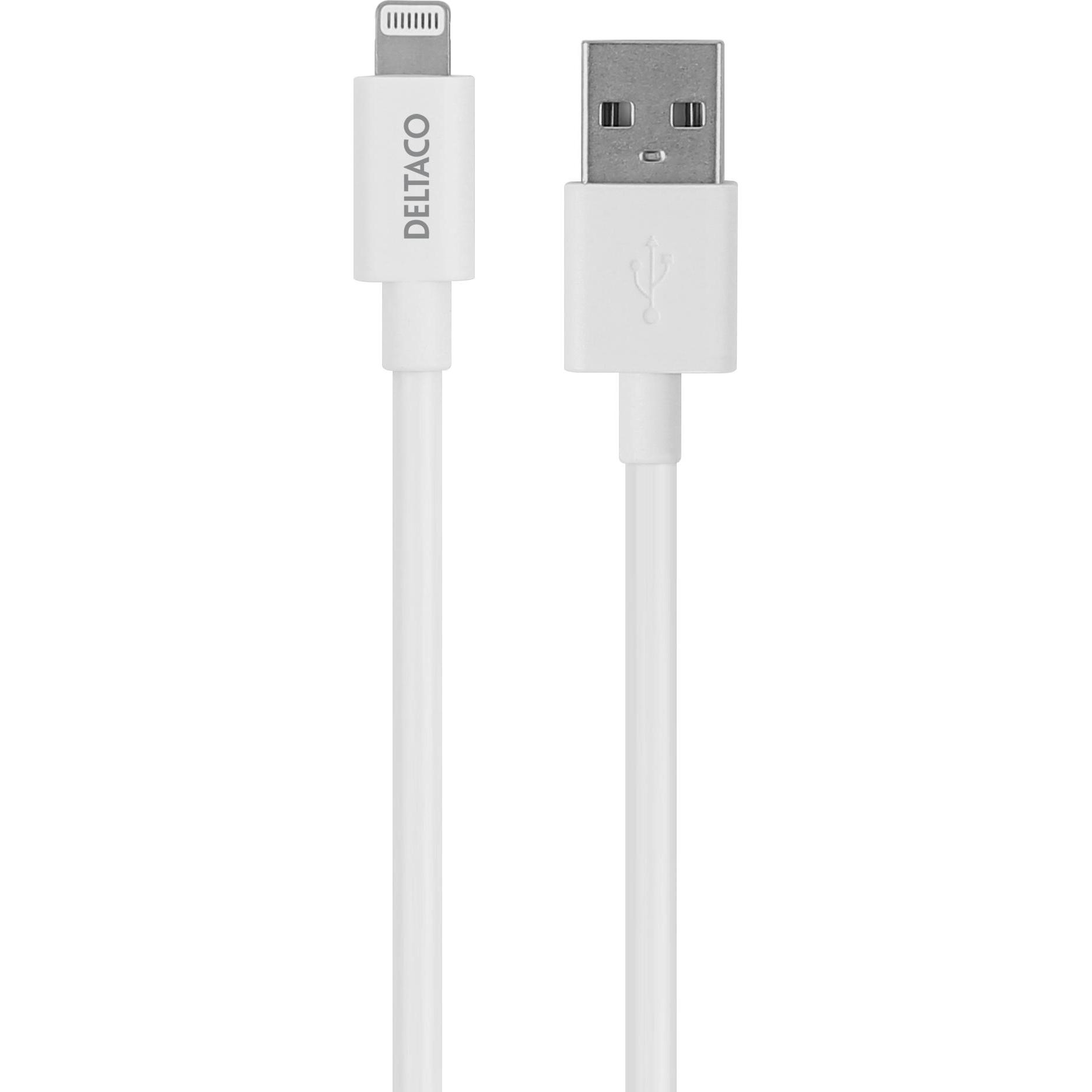 Deltaco Cavo Lightning USB-A -Lightning, 1m, chipset Apple C189, MFi, confezione con marchio FSC (1 m, USB 2.0), Cavo USB