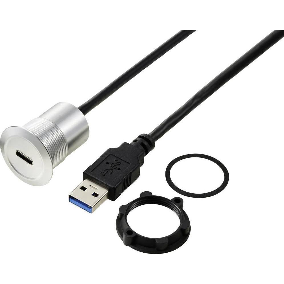Tru Components USB-C (3.1) Buchse/USB-A (3.0) Stecker 1 m Kabel silber TC-13376308 TRU COMP, Cavo + Spina elettrica, Argento
