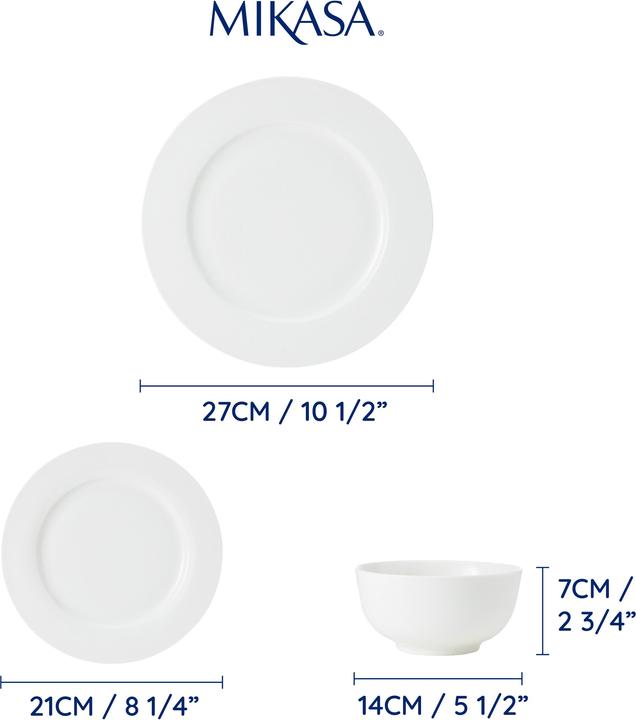 Actual product image Mikasa Egret 12-Piece China Dinner Set, White (12 pcs.)
