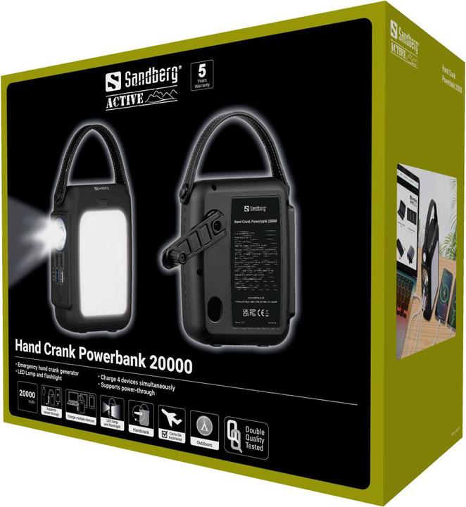 Produktbild Sandberg Hand Crank Powerbank (20000 mAh, 20 W, 74 Wh)