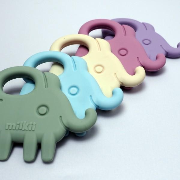 Actual product image Milkii Silicone teething ring elephant, Dusty Green