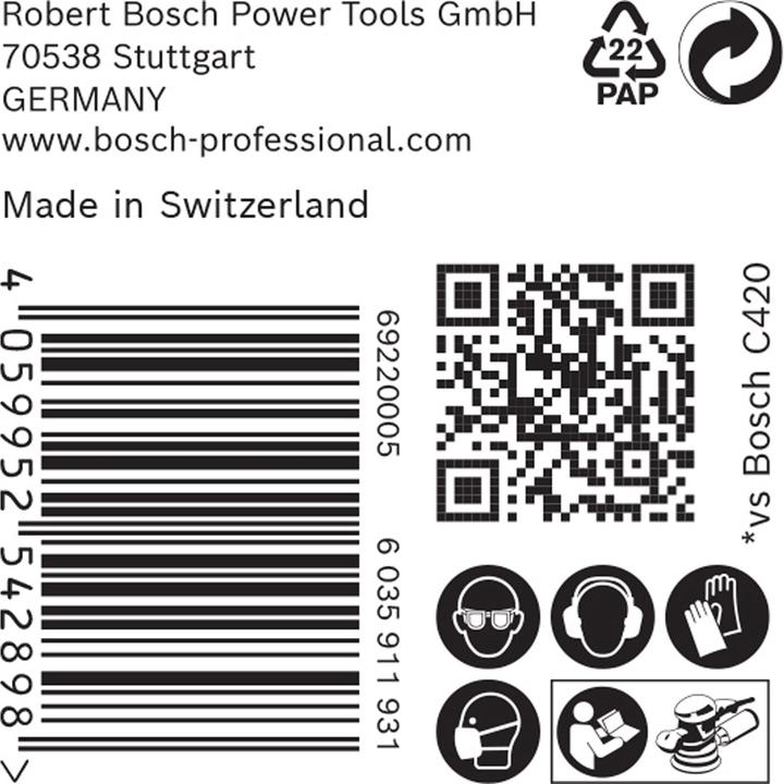 Image du produit Bosch Professional Zubehör EXPERT C470 Papier abrasif sans trous pour meuleuses d'angle et perceuses, 125 mm, G 40, 50 pcs. (40)