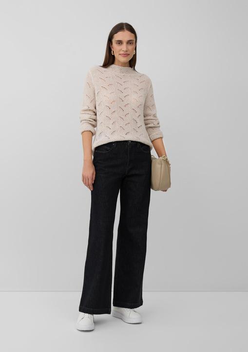 Produktbild s.Oliver Strickpullover Semitransparenter Pullover mit Ajourmuster und Pailletten-Details (46)