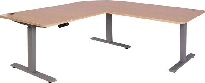 Produktbild Swisshandel24 Eck-Schreibtisch HWC-D40, Computertisch, elektrisch höhenverstellbar 178x178cm 84kg hellbraun, grau (178 x 178 cm)