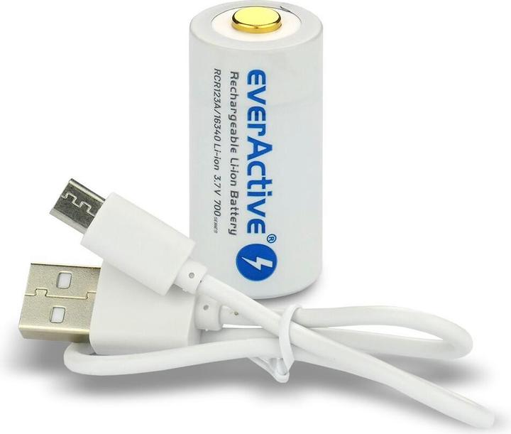 Actual product image Everactive 16340 / RCR123A 3.7V 700 mAh - Rechargeable battery (1 pcs., 16340, 650 mAh)