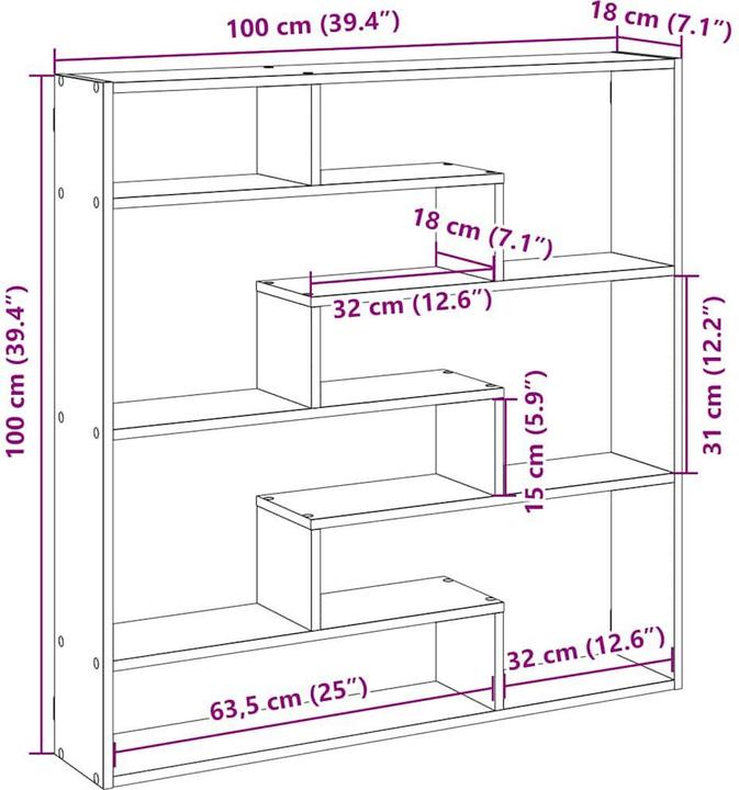 Actual product image vidaXL Würfelregal (100 x 18 x 100 cm)