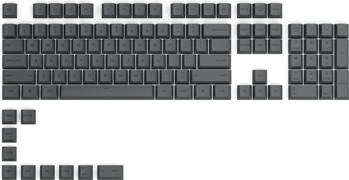 Actual product image Glorious PC Gaming Race GPBT Keycaps - 115 PBT keycaps, ISO, UK layout, Black Ash