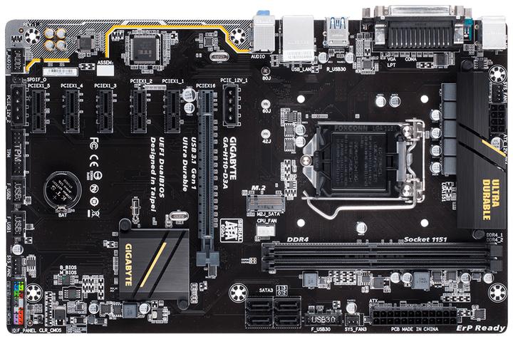 Actual product image Gigabyte H110-D3A Bitcoin Edition (LGA 1151, Intel H110, ATX)