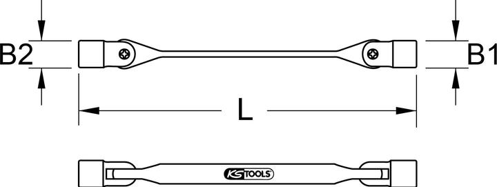 Image du produit KS Tools Clé articulée double Torx E, E-TORX®, 12,9 mm, E6 x E8.
