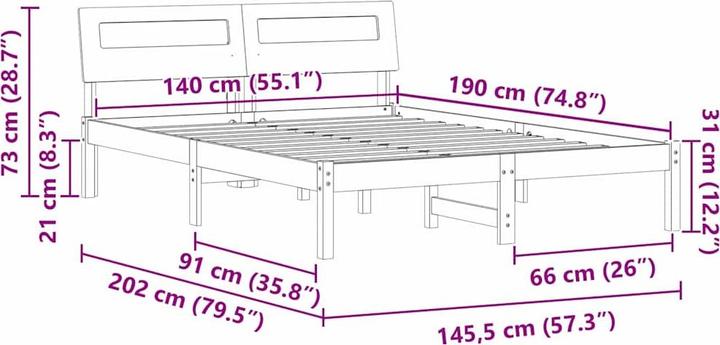 Image du produit vidaXL Plattformbettgestell (140 x 190 cm)