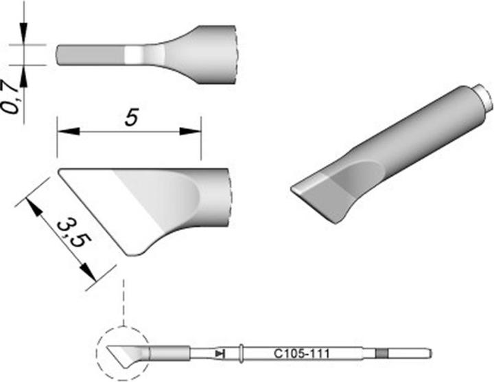 JBC Lötspitze Serie C115, Klingenform, C115111/3,5 x 0,7 mm, gerade (Lötspitze)