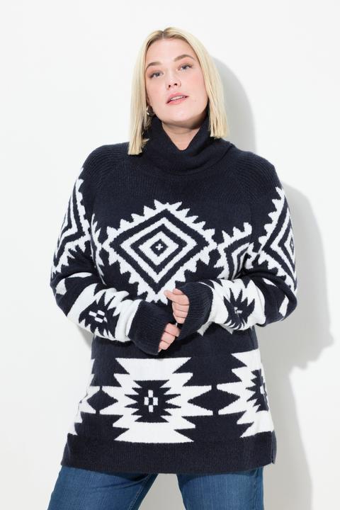 Immagine prodotto Ulla Popken Maglione dolcevita con design grafico e maniche lunghe (42, 44)